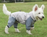 Waterproof Dog Raincoat with Hidden Leash Hole - Windproof and Comfortable for Outdoor Walks, Size:XL (Back Length 35cm/13.77in, Bra 49cm/19.29in) Grey - Front View