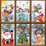Christmas Window Stickers - Festive Santa Claus, Penguin, and Reindeer Decals for Holiday Home Decor - 2 Set of 16 Sheets (25*35cm) - Front View