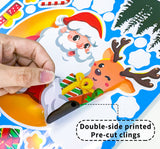 Christmas Window Stickers - Festive Santa Claus, Penguin, and Reindeer Decals for Holiday Home Decor - 2 Set of 16 Sheets (25*35cm) - Top-Down View