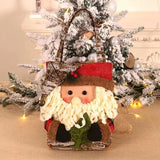 3 PCS Christmas Gift Bags - Santa, Snowman, and Reindeer Design for Holiday Treats and Presents - Top-Down View