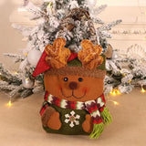 3 PCS Christmas Gift Bags - Santa, Snowman, and Reindeer Design for Holiday Treats and Presents - 45-Degree Angle