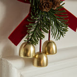 Christmas Door Hanging Ornament with Pinecones, Bells, and Red Ribbon – 16x11cm Festive Decor(2 PCS)) - Front View