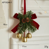 Christmas Door Hanging Ornament with Pinecones, Bells, and Red Ribbon – 16x11cm Festive Decor(2 PCS)) - Side View