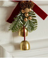 Christmas Hanging Ornament with Pinecones, Bells, and Velvet Bow - 14x10cm Festive Decoration(3 PCS) - Side View