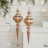 Set of 10 Christmas Ornaments -Gold & Rose Gold Holiday Tree Decorations - Front View