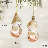 Set of 10 Christmas Ornaments -Gold & Rose Gold Holiday Tree Decorations - Front View
