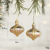 Set of 10 Christmas Ornaments -Gold & Rose Gold Holiday Tree Decorations - Front View