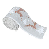 Christmas-Themed Decorative Wired Ribbon Burlap– Reindeer and Tree Print Rolled Fabric Set ,Diameter 6.8 cm, length 2 cm (two set, 6 pieces in total) - 45-Degree Angle