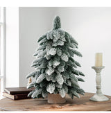 55cm Frosted Mini Christmas Tree – Snow-Covered Indoor Holiday Decoration - Top-Down View