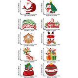 Set of 10 Christmas Hanging Door Decorations - Santa, Snowman, Stocking, and Gingerbread Ornaments  (3 set,  30 pieces) - Front View