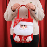Set of 3 Christmas Fabric Gift Tote Bags – Santa, Snowman, and Reindeer Design - Side View
