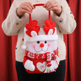 Set of 3 Christmas Fabric Gift Tote Bags – Santa, Snowman, and Reindeer Design