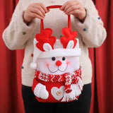 Set of 3 Christmas Fabric Gift Tote Bags – Santa, Snowman, and Reindeer Design - 45-Degree Angle