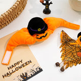 Halloween Pumpkin Hat for Cats - Adjustable Pet Costume with Witch Hat for Halloween Parties 3 pieces - Side View