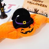 Halloween Pumpkin Hat for Cats - Adjustable Pet Costume with Witch Hat for Halloween Parties 3 pieces - Top-Down View