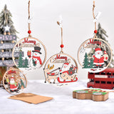 Set of 4 Wooden Christmas Hanging Ornaments – Santa, Snowman, and Reindeer Decorations (2 set, 8 pieces in total)) - Front View