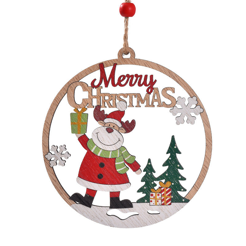 Set of 4 Wooden Christmas Hanging Ornaments – Santa, Snowman, and Reindeer Decorations (2 set, 8 pieces in total))