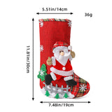 Set of 4 Christmas Stockings with Santa, Reindeer, Snowman, and Teddy Bear - Holiday Mantel Decor - 45-Degree Angle