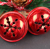 Red Star Christmas Ornament with Bells and Pinecone - Holiday Wreath Decoration 10 pieces - Top-Down View