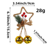 Rustic Christmas Star Ornament with Pinecone, Berries, and Bells - Holiday Home Decor (10 pieces) - Front View