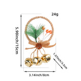 Rustic Christmas Ring Ornament with Gold Bells and Pinecones - Holiday Hanging Decor 10 pieces - Front View