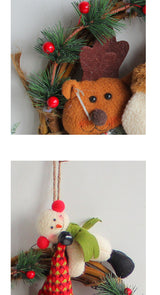 Rustic Christmas Wreath with Santa, Reindeer, and Snowman - Holiday Door Decoration - Side View