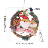 Rustic Christmas Wreath with Santa, Reindeer, and Snowman - Holiday Door Decoration - Top-Down View