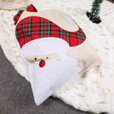 Large Santa Claus Gift Bag with Drawstring Closure - Plaid Christmas Sack for Holiday Presents (3 pieces) - Front View