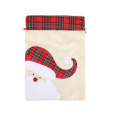 Large Santa Claus Gift Bag with Drawstring Closure - Plaid Christmas Sack for Holiday Presents (3 pieces) - Side View