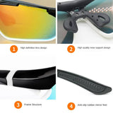 Multifunctional Cycling Glasses - Windproof and UV Protection Sports Eyewear  Black - Side View