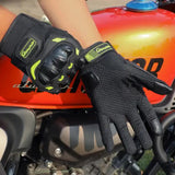 High-Performance Motorcycle Riding Gloves with Hard Knuckle Protection - Anti-Slip, Touchscreen Compatible, Neon Accents (blue,L size) - Front View