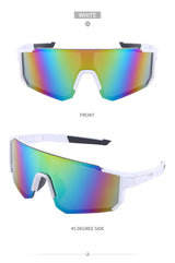 White Frame Sports Sunglasses with Rainbow Mirrored Lens | UV400 Multi-Sport Eyewear - Side View