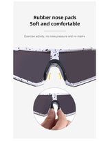 White Frame Sports Sunglasses with Rainbow Mirrored Lens | UV400 Multi-Sport Eyewear - Top-Down View