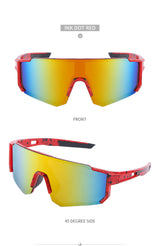 Red and Black Frame Sports Sunglasses with Fire Mirrored Lens | UV400 Performance Eyewear - Side View