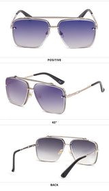 Outer Blue Square Sunglasses,Fashionable Men's Metal, UV400 Gradient Lenses for Timeless Style - Front View