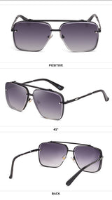 Black Grey Square Sunglasses,Fashionable Men's Metal, UV400 Gradient Lenses for Timeless Style - Front View
