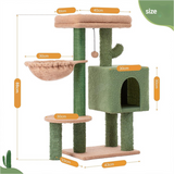 Cactus Cat Tree with Condo and Hammock - Side View