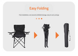 2pcs Black Portable Folding Camping Chair with Armrests and Cup Holder - Front View