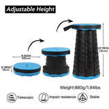 Rainbow Telescopic Stool - Collapsible, Portable, Foldable, and Adjustable Compact Chair (blue-Top) - Front View