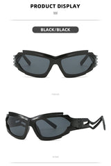 Futuristic Sports Wrap Man Sunglasses - Bold Black Frames with UV Protection - Front View