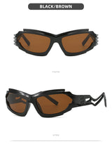 Futuristic Sports Wrap Man Sunglasses - Bold Brown Frames with UV Protection - Front View