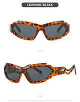 Futuristic Sports Wrap Man Sunglasses - Bold Leopard Frames with UV Protection - Front View