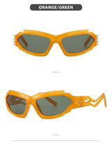Futuristic Sports Wrap Man Sunglasses - Bold Orange Frames with UV Protection - Front View