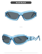 Futuristic Sports Wrap Man Sunglasses - Bold Blue Frames with UV Protection - Front View