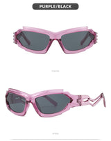 Futuristic Sports Wrap Man Sunglasses - Bold Purple Frames with UV Protection - Front View
