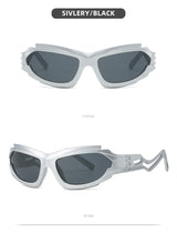 Futuristic Sports Wrap Man Sunglasses - Bold Silvery Frames with UV Protection - Front View