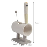 Interactive Cat Tunnel & Scratching Post with Spring Toy - Cozy Playtime for Kittens white 35*23*71cm - Front View