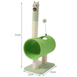 Interactive Cat Tunnel & Scratching Post with Spring Toy - Cozy Playtime for Kittens green 35*23*71cm - Front View