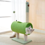 Interactive Cat Tunnel & Scratching Post with Spring Toy - Cozy Playtime for Kittens green 35*23*71cm - Side View