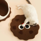 Adorable Cookie-Shaped Cat Bed - Cozy and Playful Pet Hideout (50x20 cm) - Front View